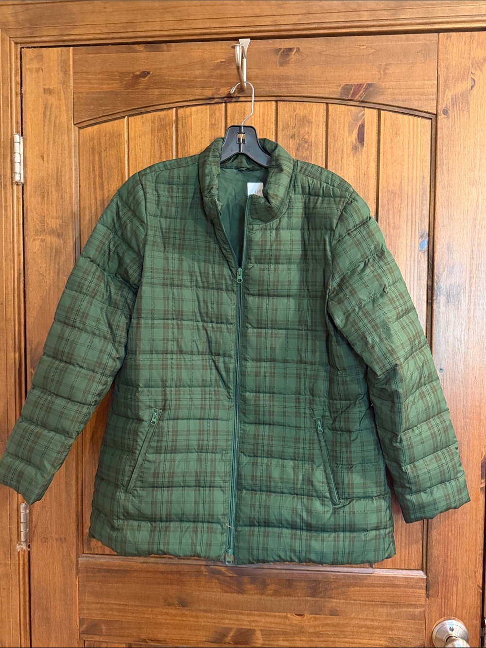 Green Plaid Down Quilted Jacket